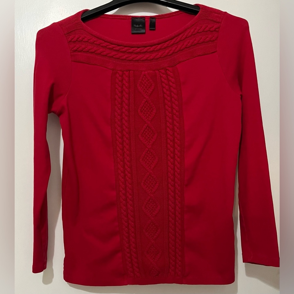 NWOT Rafaella Red Cable Knit Long Sleeve Top - M